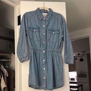 Zara Blue Peplum Shirt Dress with Peter Pan Collar